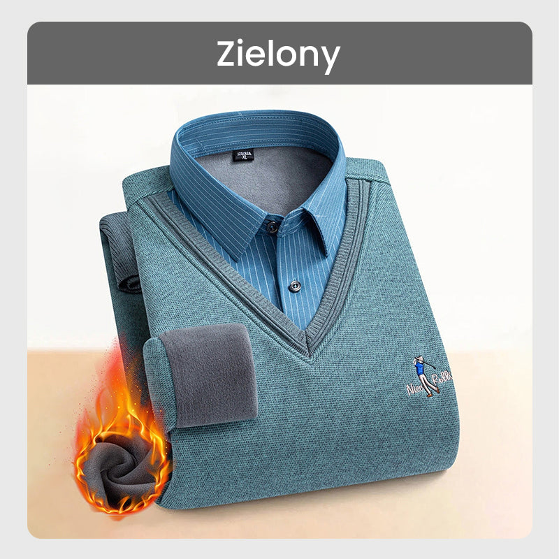 Męski sweter termiczny z podwójną polarową podszewką