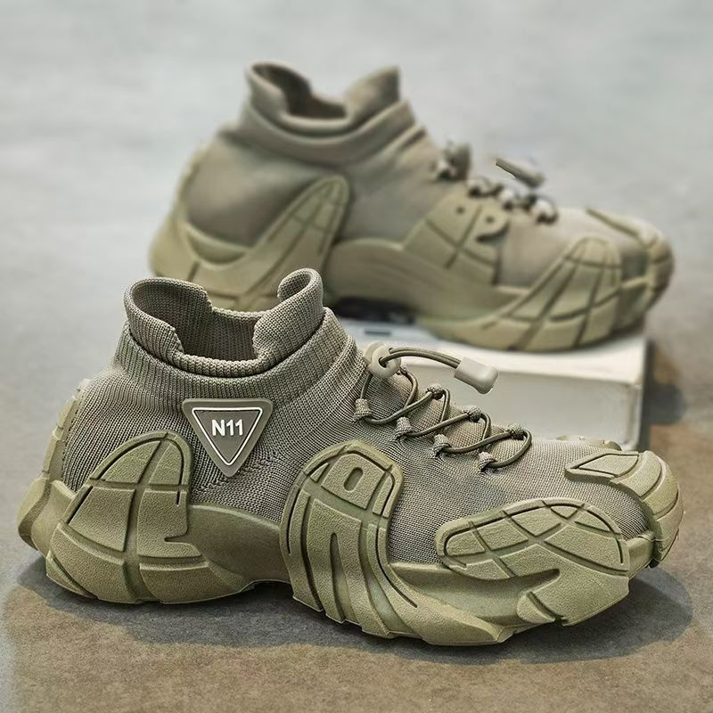 Casualowe, oddychające, antypoślizgowe trampki z grubą podeszwą i siateczkową cholewką