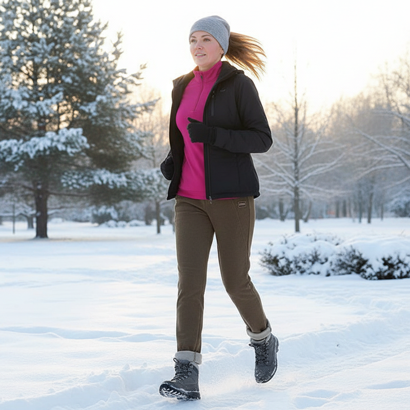 Wełniane spodnie termiczne z wysokim stanem