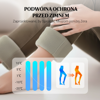 Wełniane spodnie termiczne z wysokim stanem