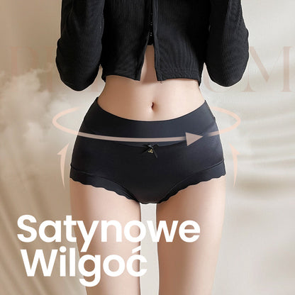 ❤️ Eleganckie bezszwowe majtki kontrolujące brzuch – satyna & jedwab, komfort przez cały dzień