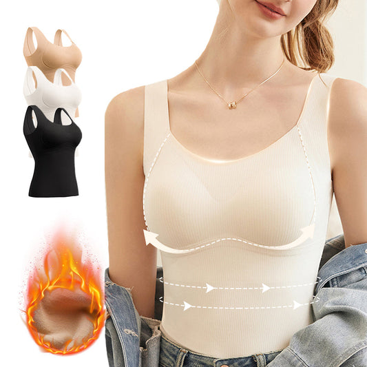 💗 Gruby ocieplany top na ramiączkach z wbudowanym stanikiem – zimowa wygoda i ciepło