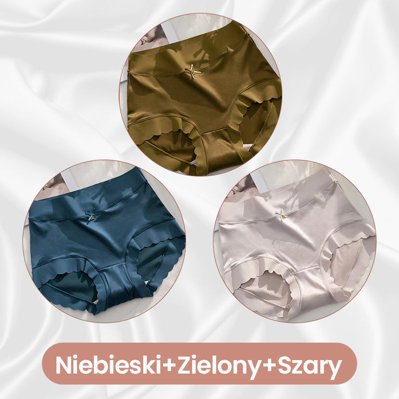 ❤️ Eleganckie bezszwowe majtki kontrolujące brzuch – satyna & jedwab, komfort przez cały dzień