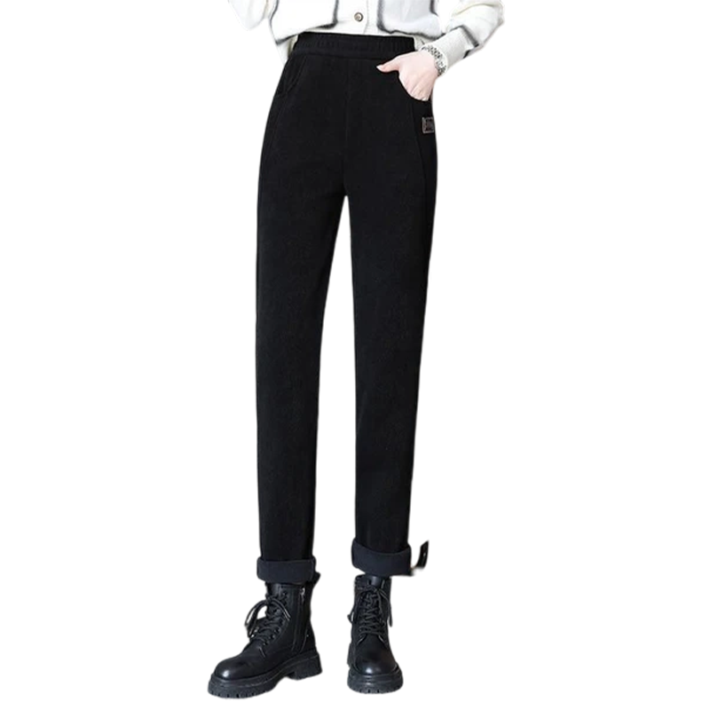 Wełniane spodnie termiczne z wysokim stanem