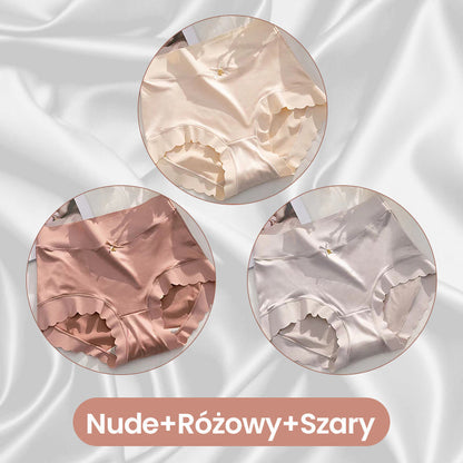 ❤️ Eleganckie bezszwowe majtki kontrolujące brzuch – satyna & jedwab, komfort przez cały dzień