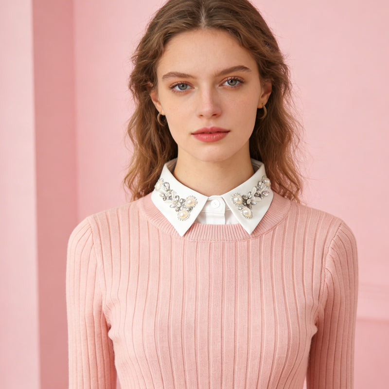 Kołnierzyk z diamentami i perłami – Przekształca każdą ubranie! 💎