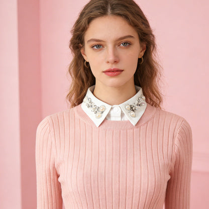 Kołnierzyk z diamentami i perłami – Przekształca każdą ubranie! 💎