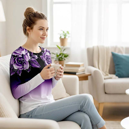 🔥👚Modna bluzka z długim rękawem i kwiatowym nadrukiem