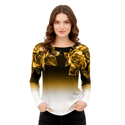 🔥👚Modna bluzka z długim rękawem i kwiatowym nadrukiem