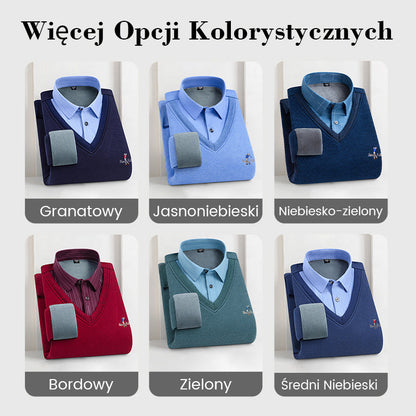 Męski sweter termiczny z podwójną polarową podszewką