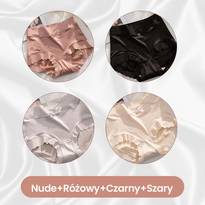 ❤️ Eleganckie bezszwowe majtki kontrolujące brzuch – satyna & jedwab, komfort przez cały dzień