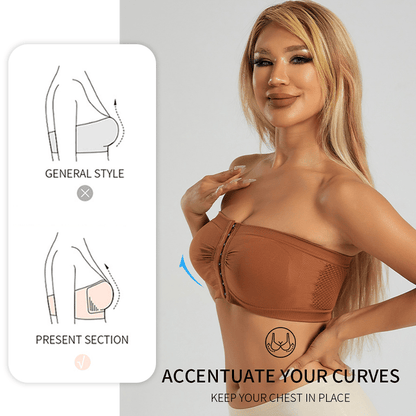 🔥👚Biustonosz bez ramiączek w dużym rozmiarze, zapinany z przodu na klamrę, oddychający