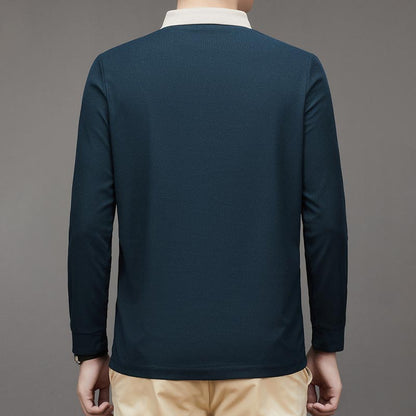 🔥Męska Koszulka Biznes Casual w Jednym Kolorze z Klasycznym Kołnierzykiem