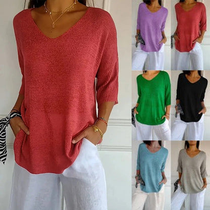 💖 Jednokolorowy dzianinowy top na jesień – komfort i elegancja w każdym rozmiarze 【M-4XL】