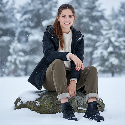 Wełniane spodnie termiczne z wysokim stanem