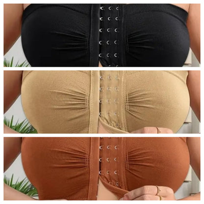 👚Biustonosz bez ramiączek w dużym rozmiarze, zapinany z przodu na klamrę, oddychający