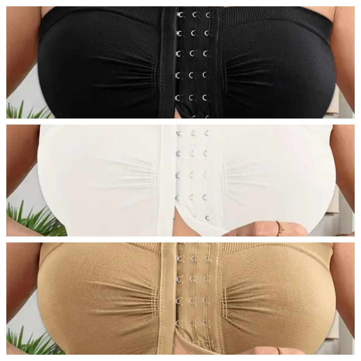 👚Biustonosz bez ramiączek w dużym rozmiarze, zapinany z przodu na klamrę, oddychający