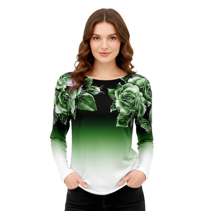 🔥👚Modna bluzka z długim rękawem i kwiatowym nadrukiem