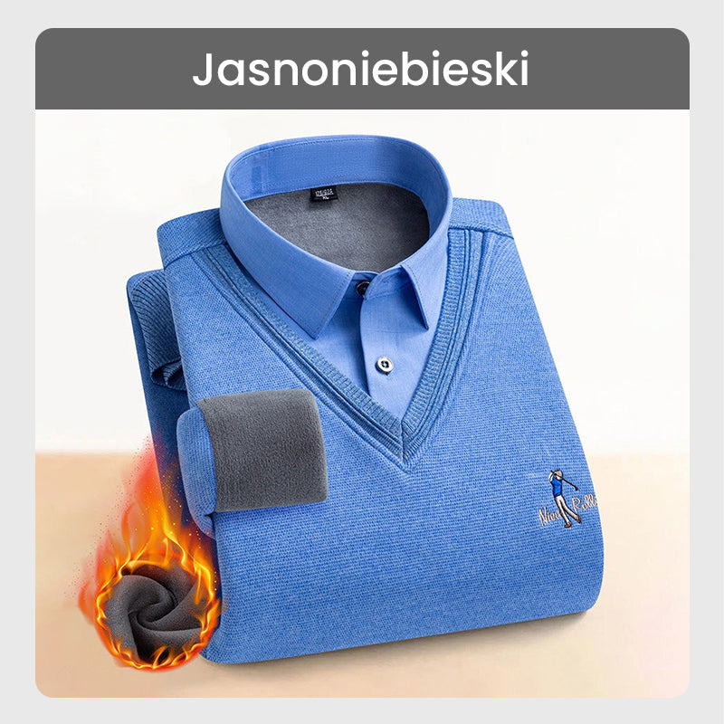 Męski sweter termiczny z podwójną polarową podszewką