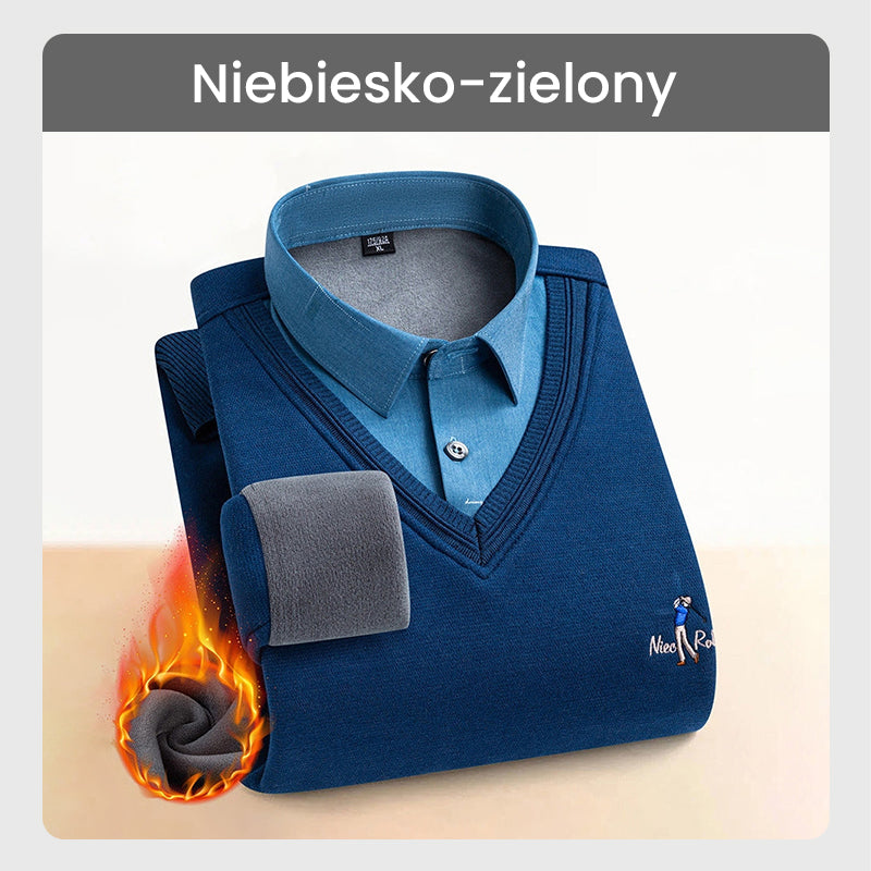 Męski sweter termiczny z podwójną polarową podszewką