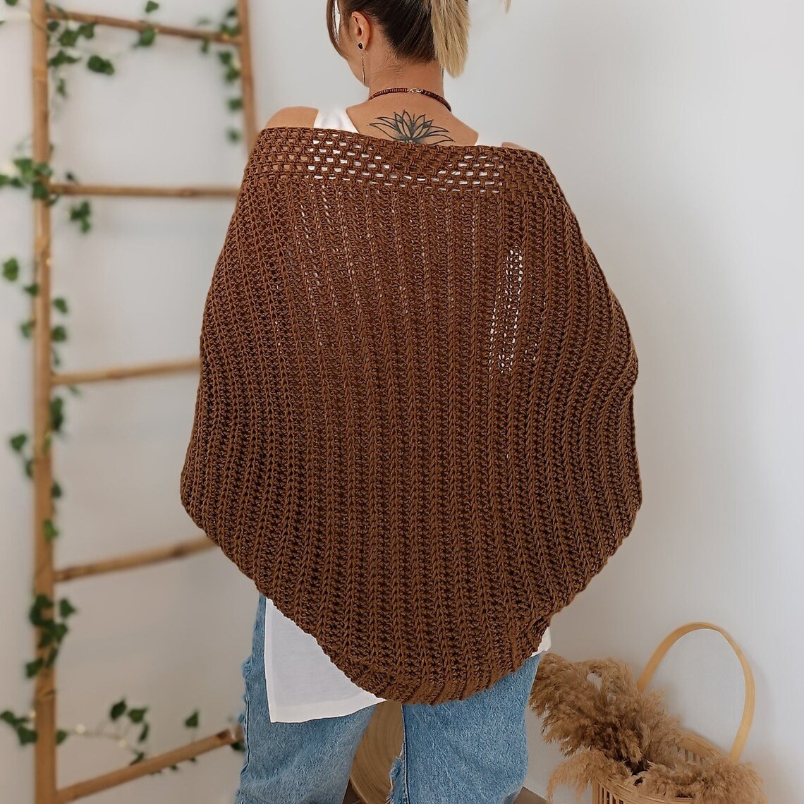 🍂 Wyprzedaż jesienna – 50% taniej! 💕🧶 Damski dzianinowy szal kokonowy 🧣