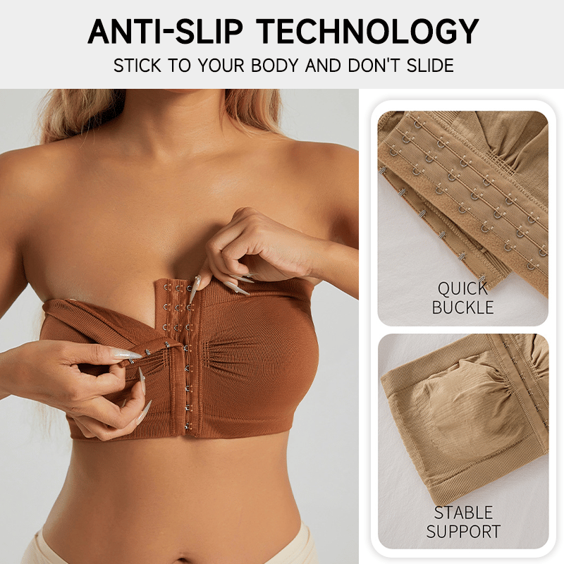 🔥👚Biustonosz bez ramiączek w dużym rozmiarze, zapinany z przodu na klamrę, oddychający