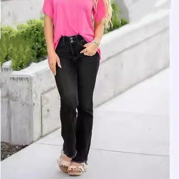 👖DAMSKIE JEANSY Z WYSOKIM STANEM I KIESZENIAMI