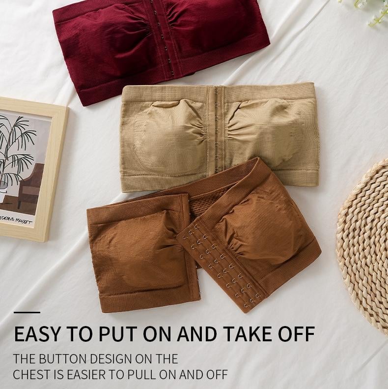 👚Biustonosz bez ramiączek w dużym rozmiarze, zapinany z przodu na klamrę, oddychający