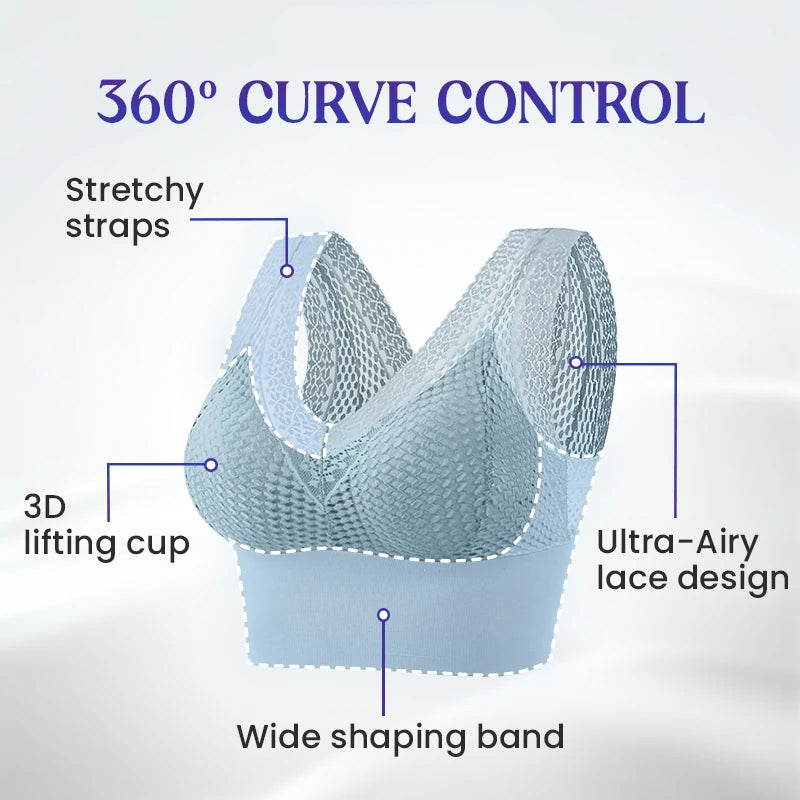 Koronkowa bezszwowa oddychająca koszulka z dekoltem w szpic