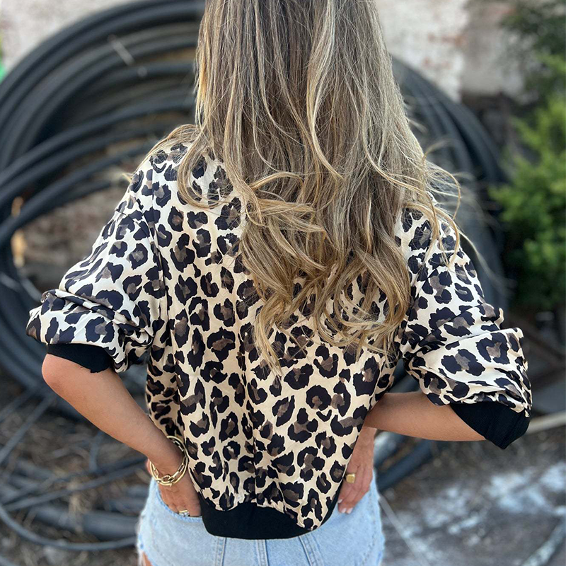 Damski Krótki Kardigan w Panterkę