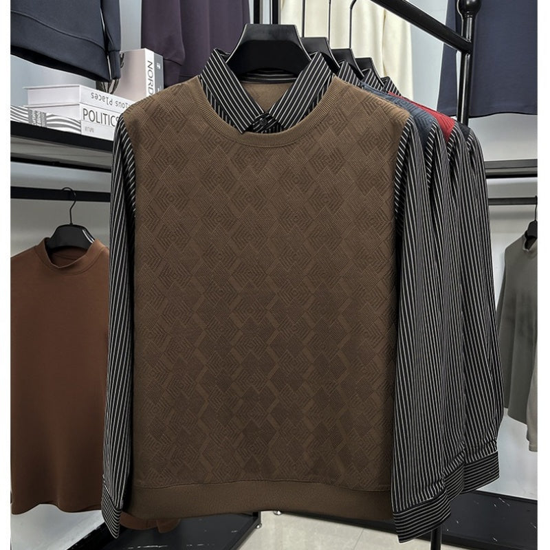 Męska casualowa bluzka z długim rękawem w stylu dwuczęściowym