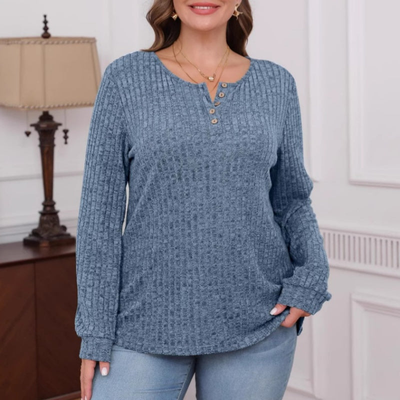 Damskie swetry codzienne z długim rękawem i prążkami