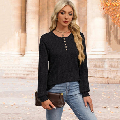 Damskie swetry codzienne z długim rękawem i prążkami