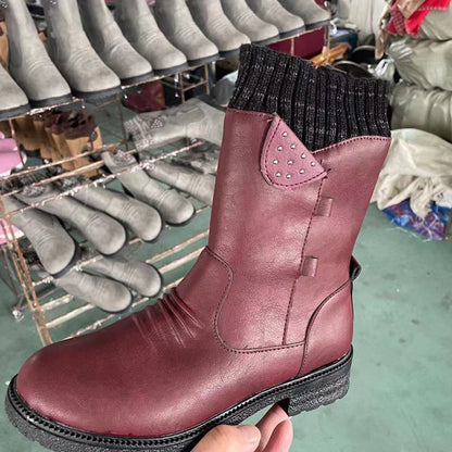 👢Eleganckie damskie botki do połowy łydki z wygodnym dzianinowym wykończeniem