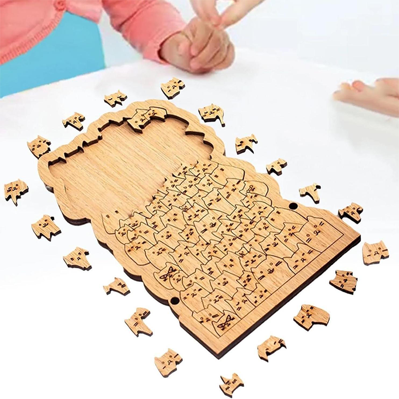 Drewniana układanka 100 kotów